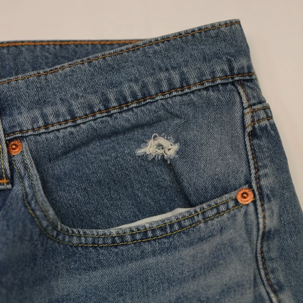 Levis 502 34X30 (35X28) Mens Thigh Distressed Straight Jeans Casual Ripped Pants